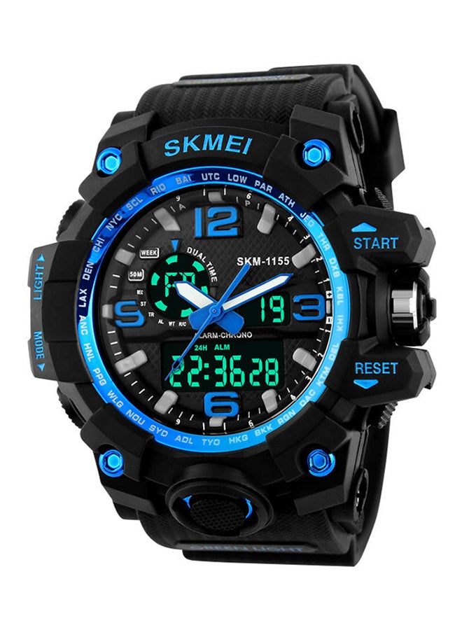 Men's Water Resistant Analog Digital Wrist Watch 1155 - 55 mm - Black - Image 1
