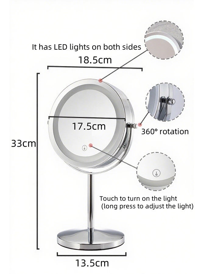 Makeup Mirror, Make-Up Mirror, Three-Level Adjustable LED Light-Adjustable Brightness, 1 to 10 Times Magnifying Touch Screen Cosmetic Mirror, Battery Model, Suitable for Bedrooms, Living Rooms and Bathrooms - Image 3