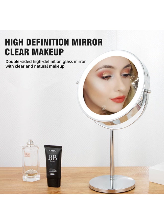 Makeup Mirror, Make-Up Mirror, Three-Level Adjustable LED Light-Adjustable Brightness, 1 to 10 Times Magnifying Touch Screen Cosmetic Mirror, Battery Model, Suitable for Bedrooms, Living Rooms and Bathrooms - Image 4