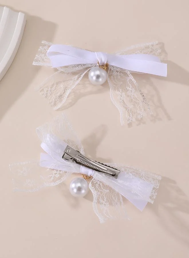 تايك تو Set of 2 - Lace Bow Hair Clips