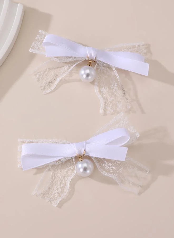 تايك تو Set of 2 - Lace Bow Hair Clips