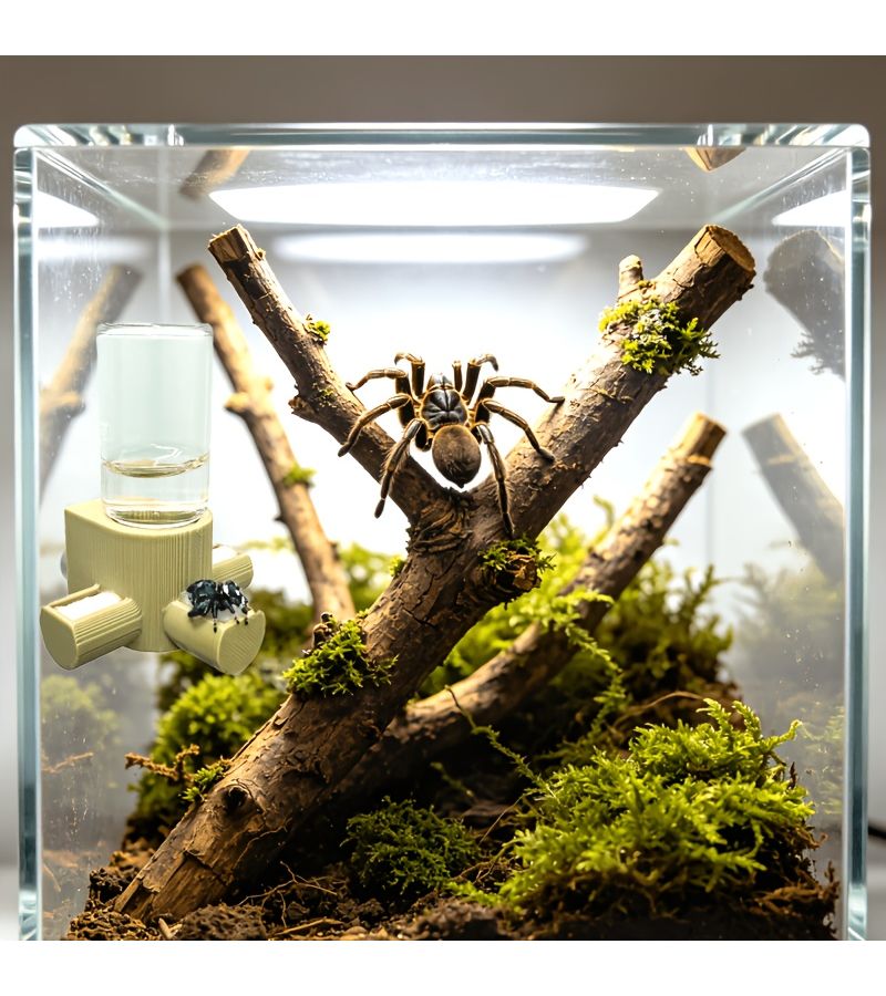 Upgraded Magnetic Hanging Jumping Spider Water Dispenser Wood Color 5ML Insect Feeding Platform Small Animal Enclosure Accessories Automatic Water Feeder For Jumping Spiders - Image 2