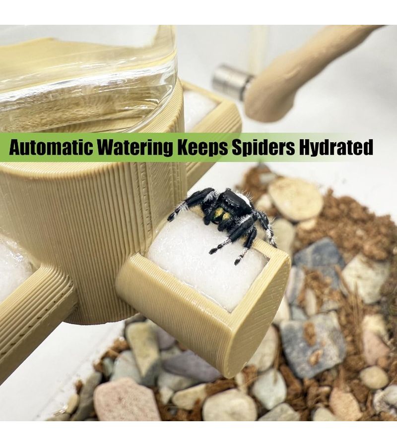 Upgraded Magnetic Hanging Jumping Spider Water Dispenser Wood Color 5ML Insect Feeding Platform Small Animal Enclosure Accessories Automatic Water Feeder For Jumping Spiders - Image 4