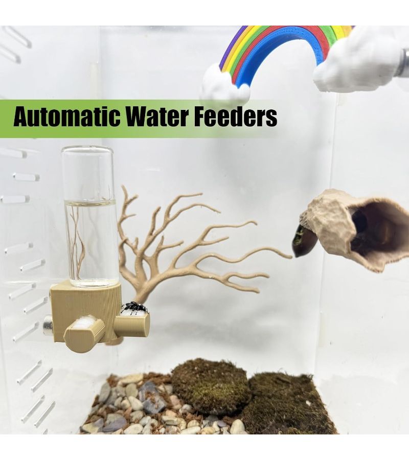 Upgraded Magnetic Hanging Jumping Spider Water Dispenser Wood Color 5ML Insect Feeding Platform Small Animal Enclosure Accessories Automatic Water Feeder For Jumping Spiders - Image 1