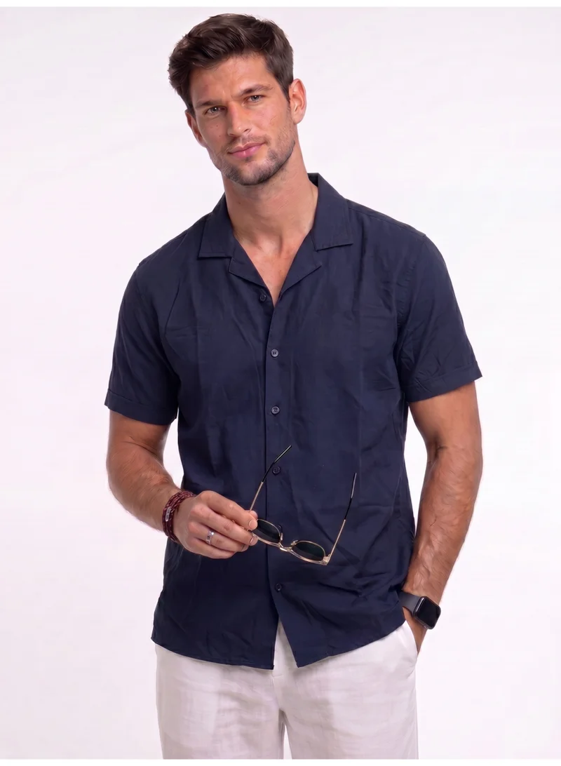 Levantino Men’s Solid Short Sleeve Resort Collar Shirt