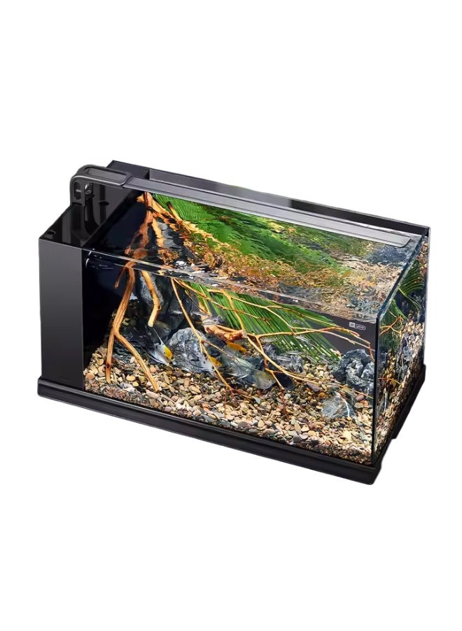 حوض أسماك زجاجي مستطيل الشكل، مزود بفلتر مخفي، ديكور مكتبي عصري للمنزل أو المكتب، حوض سعة 54 لتر (14 جالون)، مناسب لأسماك البيتا والأسماك الذهبية والروبيان والأسماك الصغيرة، هدية مثالية لعيد الميلاد - Image 1
