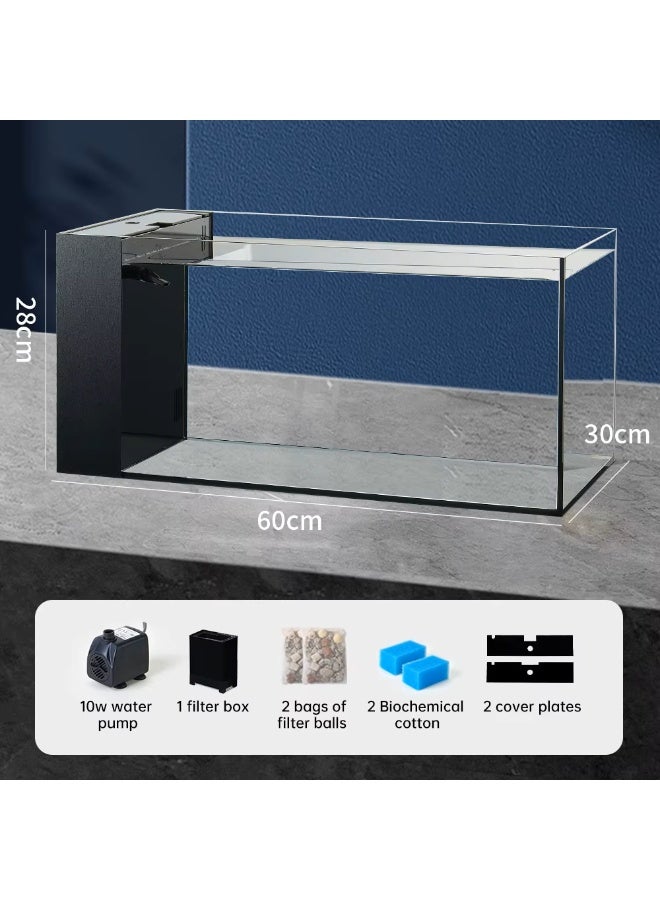 حوض أسماك زجاجي مستطيل الشكل، مزود بفلتر مخفي، ديكور مكتبي عصري للمنزل أو المكتب، حوض سعة 54 لتر (14 جالون)، مناسب لأسماك البيتا والأسماك الذهبية والروبيان والأسماك الصغيرة، هدية مثالية لعيد الميلاد - Image 3