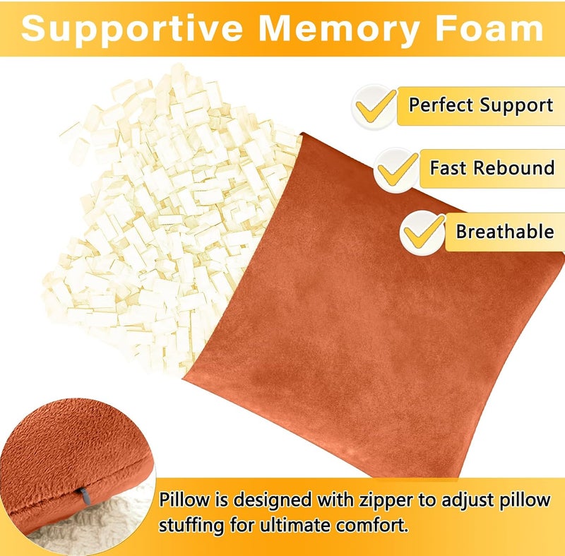 1 MIDDLE ONE 2 Pack Small Pillow, Memory Foam Mini Pillow 11 X 7 Inches for Travel, Sleeping, Nap and Neck, Knee, Lumbar Support, Tiny Cushion for Pet, Dogs (Orange) - Image 3