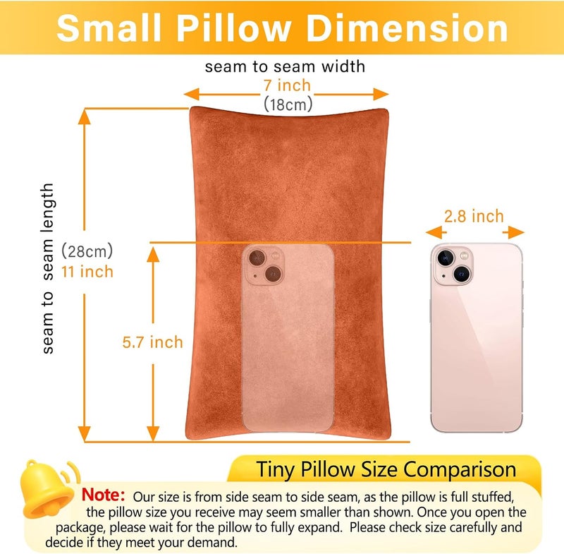1 MIDDLE ONE 2 Pack Small Pillow, Memory Foam Mini Pillow 11 X 7 Inches for Travel, Sleeping, Nap and Neck, Knee, Lumbar Support, Tiny Cushion for Pet, Dogs (Orange) - Image 2