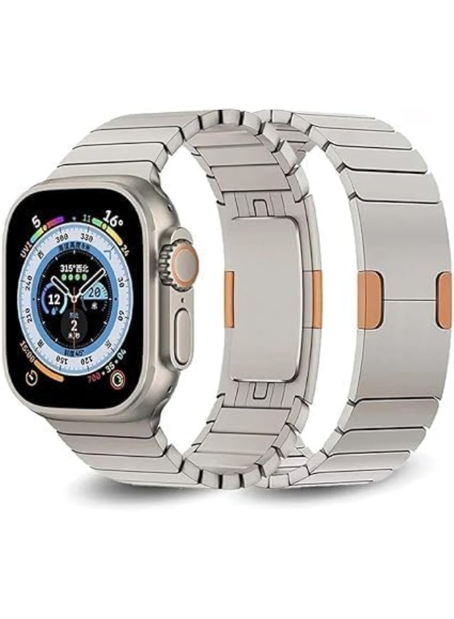 Ecosystem Stainless Steel Link Bracelet Compatible with Apple Watch Ultra 2 (49mm), Series 9/8/7 (45mm), SE (44mm) – Premium Metal Band Compatible with Apple Watch 49mm/45mm/44mm\42mm (Titanium) - Image 1