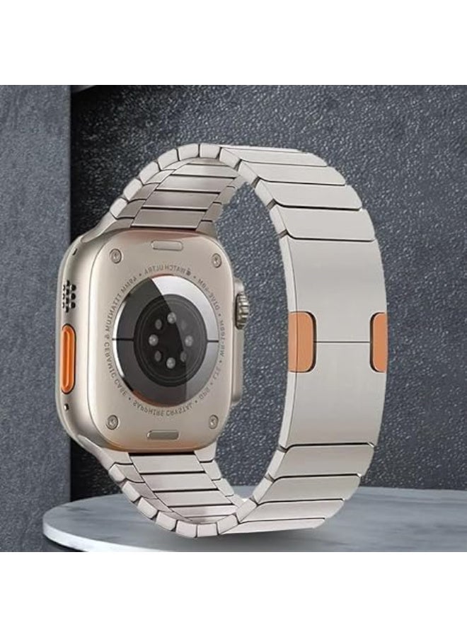 Ecosystem Stainless Steel Link Bracelet Compatible with Apple Watch Ultra 2 (49mm), Series 9/8/7 (45mm), SE (44mm) – Premium Metal Band Compatible with Apple Watch 49mm/45mm/44mm\42mm (Titanium) - Image 3