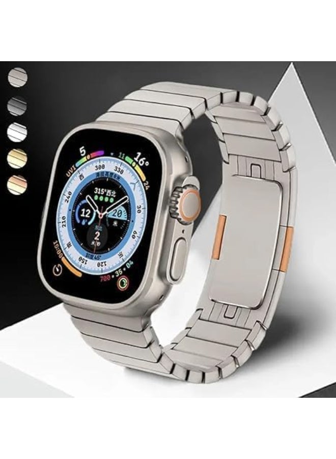 Ecosystem Stainless Steel Link Bracelet Compatible with Apple Watch Ultra 2 (49mm), Series 9/8/7 (45mm), SE (44mm) – Premium Metal Band Compatible with Apple Watch 49mm/45mm/44mm\42mm (Titanium) - Image 2