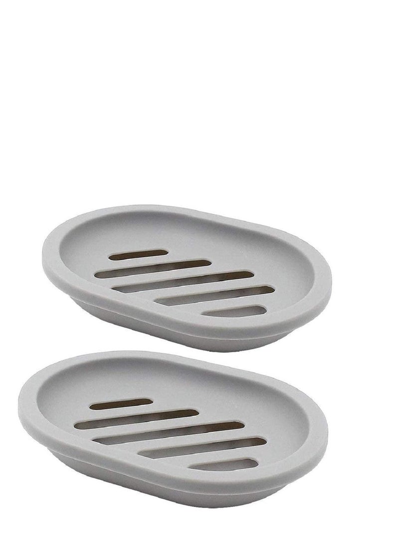 نيبمينينت حامل أطباق صابون للحمام مع تصريف ، قابل للفصل لسهولة التنظيف مصنوع من بلاستيك ABS خالٍ مادة BPA يحافظ على الصابون جافًا ونظيفًا لا مزيد الناعم سهل (عبوتين رمادي) - Image 1