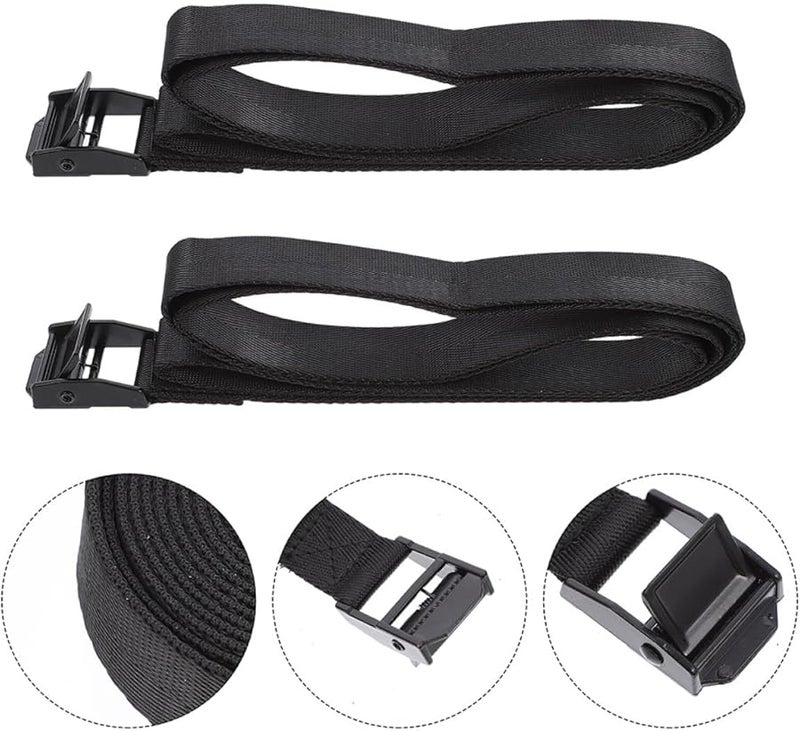 Black Nylon Tie Down Straps 2 Pack Elastic Lashing Straps For Car Roof Cargo Camping Travel - Image 3