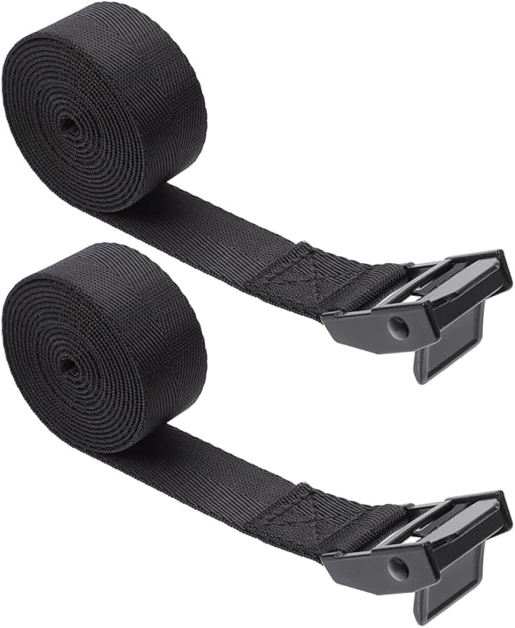 Black Nylon Tie Down Straps 2 Pack Elastic Lashing Straps For Car Roof Cargo Camping Travel - Image 1