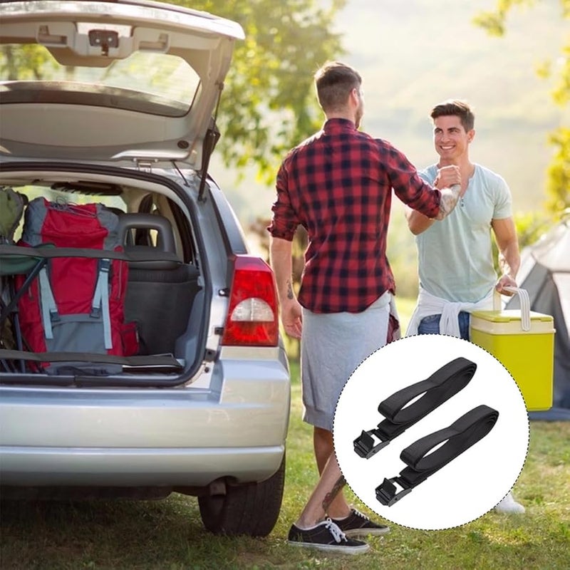Black Nylon Tie Down Straps 2 Pack Elastic Lashing Straps For Car Roof Cargo Camping Travel - Image 4