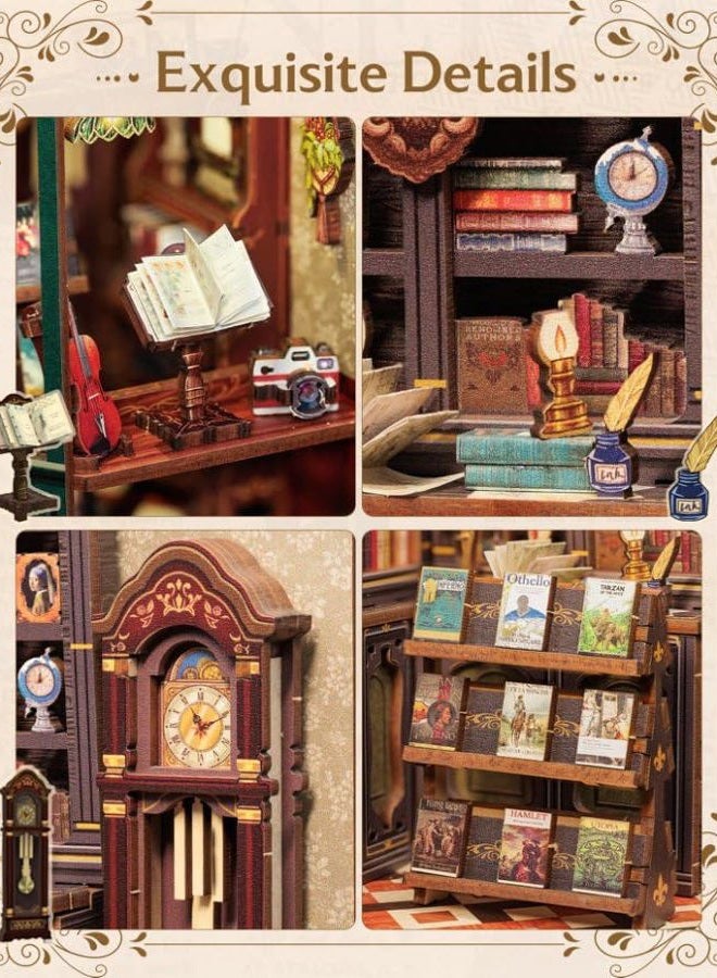 CuteBee Book Nook Kit, DIY Miniature House Kits for Adult and Teens, Dollhouse Mini Booknook House Bookshelf Decor, DIY Craft Gifts for Family and Friends（Owl Bookstore） - Image 4