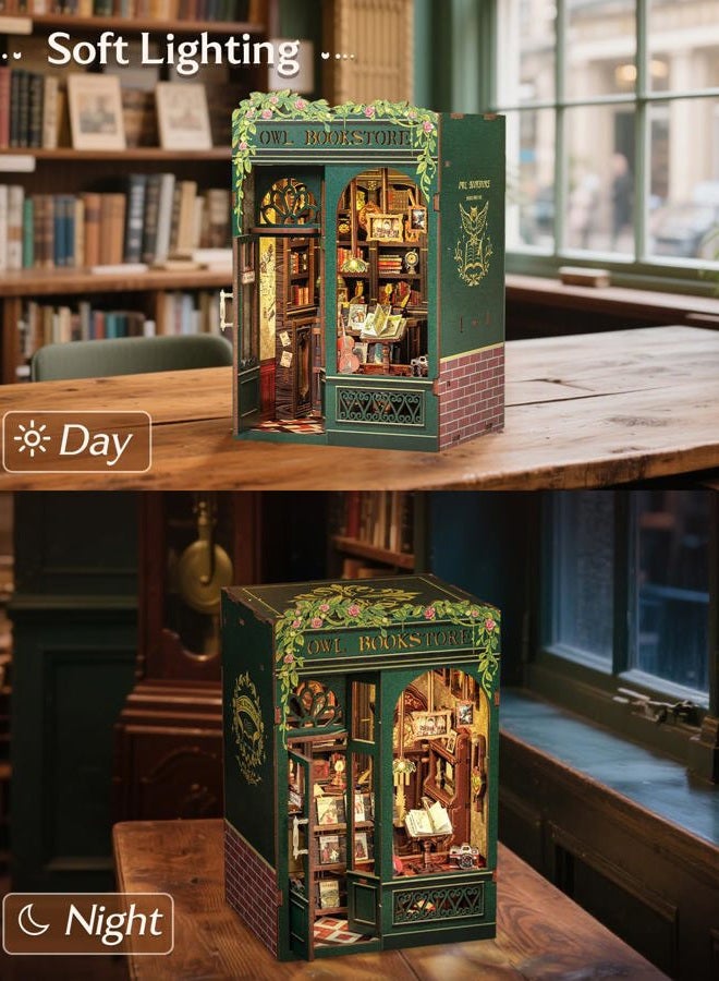 CuteBee Book Nook Kit, DIY Miniature House Kits for Adult and Teens, Dollhouse Mini Booknook House Bookshelf Decor, DIY Craft Gifts for Family and Friends（Owl Bookstore） - Image 5