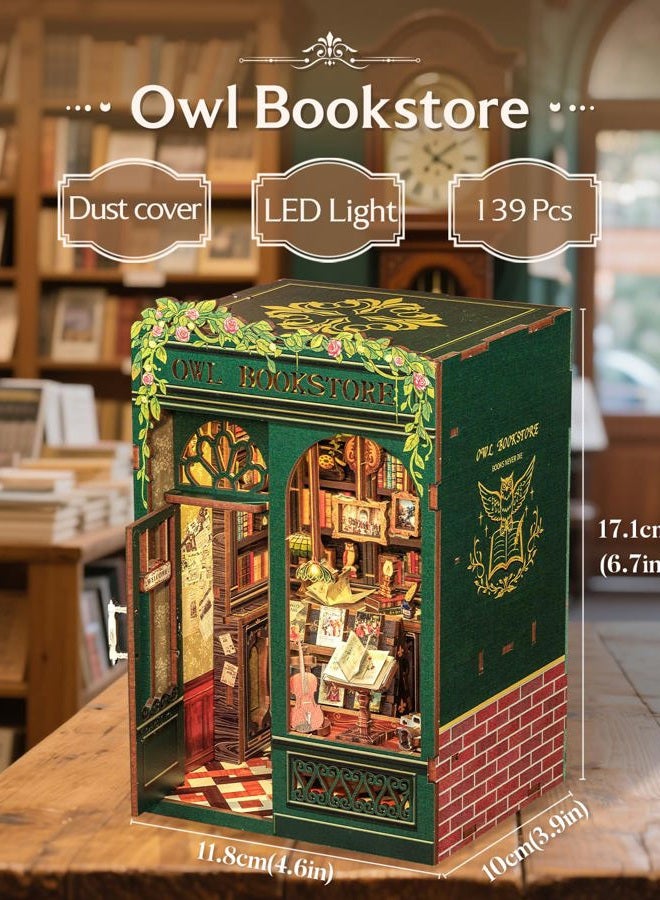 CuteBee Book Nook Kit, DIY Miniature House Kits for Adult and Teens, Dollhouse Mini Booknook House Bookshelf Decor, DIY Craft Gifts for Family and Friends（Owl Bookstore） - Image 2