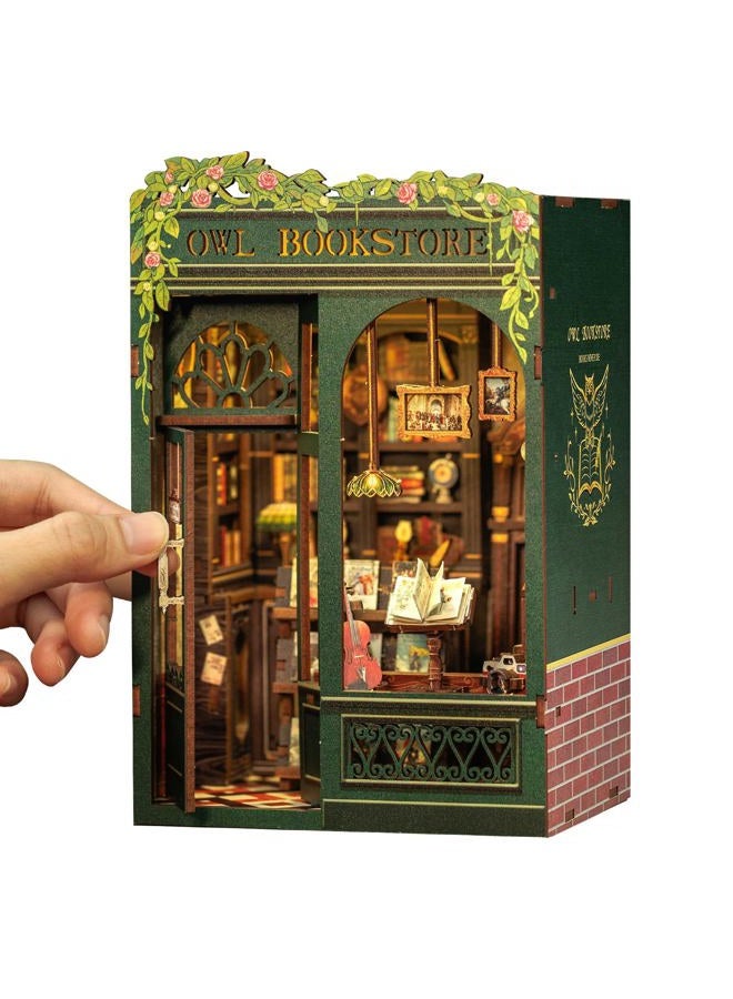 CuteBee Book Nook Kit, DIY Miniature House Kits for Adult and Teens, Dollhouse Mini Booknook House Bookshelf Decor, DIY Craft Gifts for Family and Friends（Owl Bookstore） - Image 1