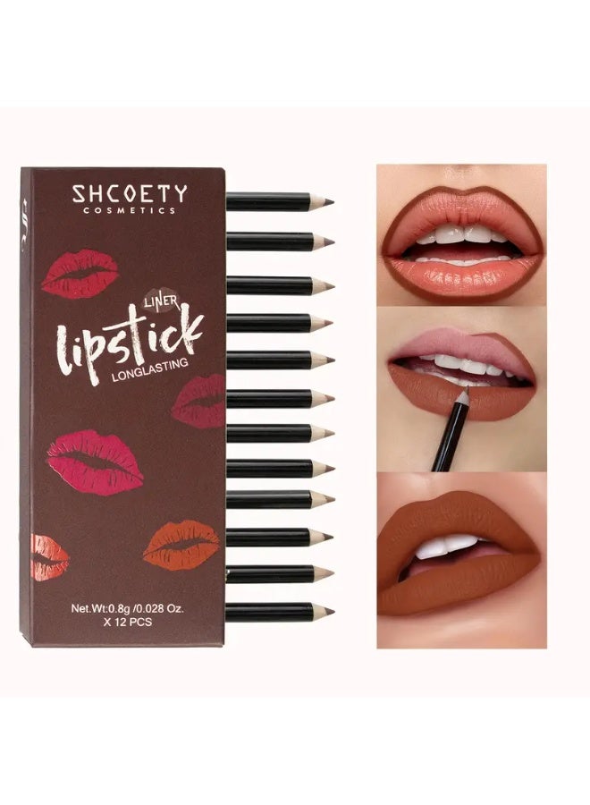 SHCOETY 12pcs Lip Liner Set, Matte Eyeliner Lip Liner, Long-lasting and Non-fading Lip Liner Set - Image 4