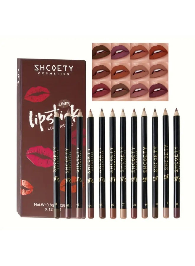 SHCOETY 12pcs Lip Liner Set, Matte Eyeliner Lip Liner, Long-lasting and Non-fading Lip Liner Set - Image 3
