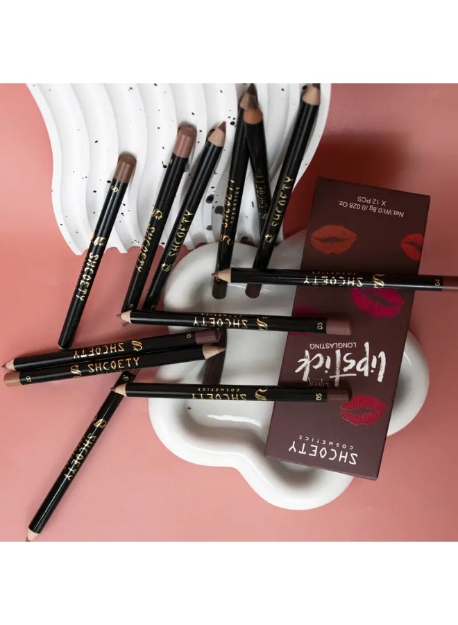 SHCOETY 12pcs Lip Liner Set, Matte Eyeliner Lip Liner, Long-lasting and Non-fading Lip Liner Set - Image 2