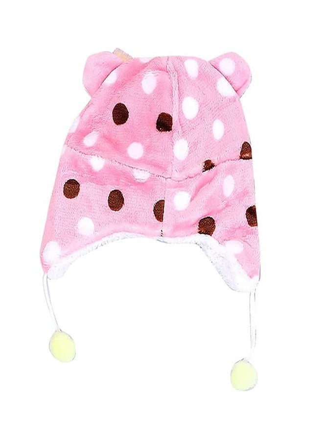 ROL Reoutlook Winter Animal Kids Fur Cap/Winter Woolen Kids Cap Pink - Image 2
