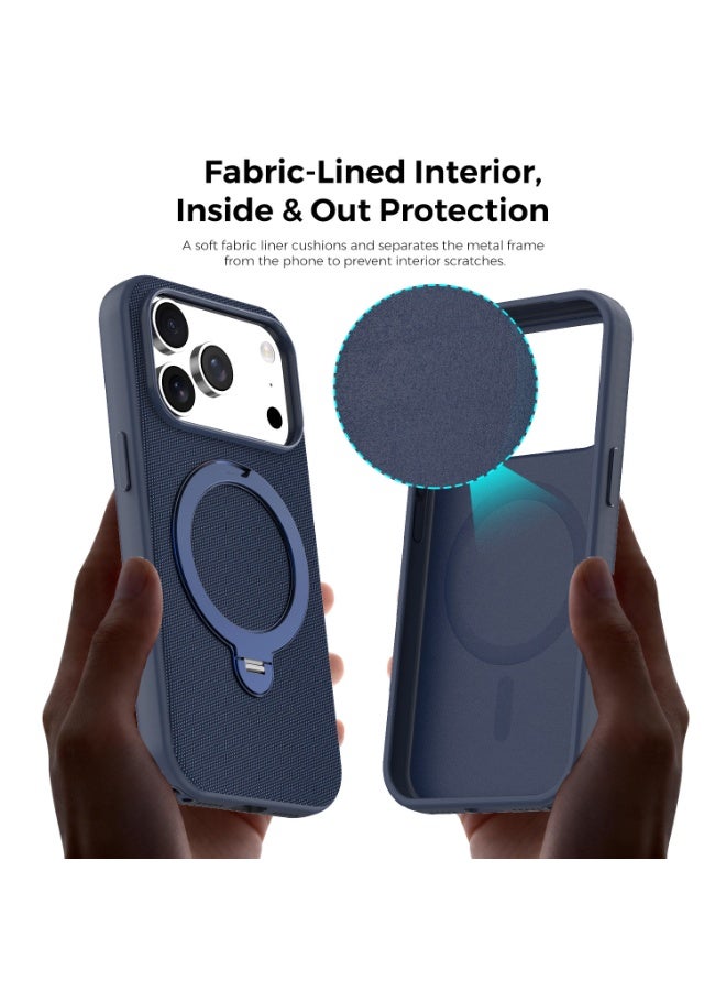 Tech Fabric 360° Rotating Ring Stand Magnetic Phone Case for iPhone 17 Pro Max / 17 Pro, Woven Drop-Proof Protective Cover - Image 3