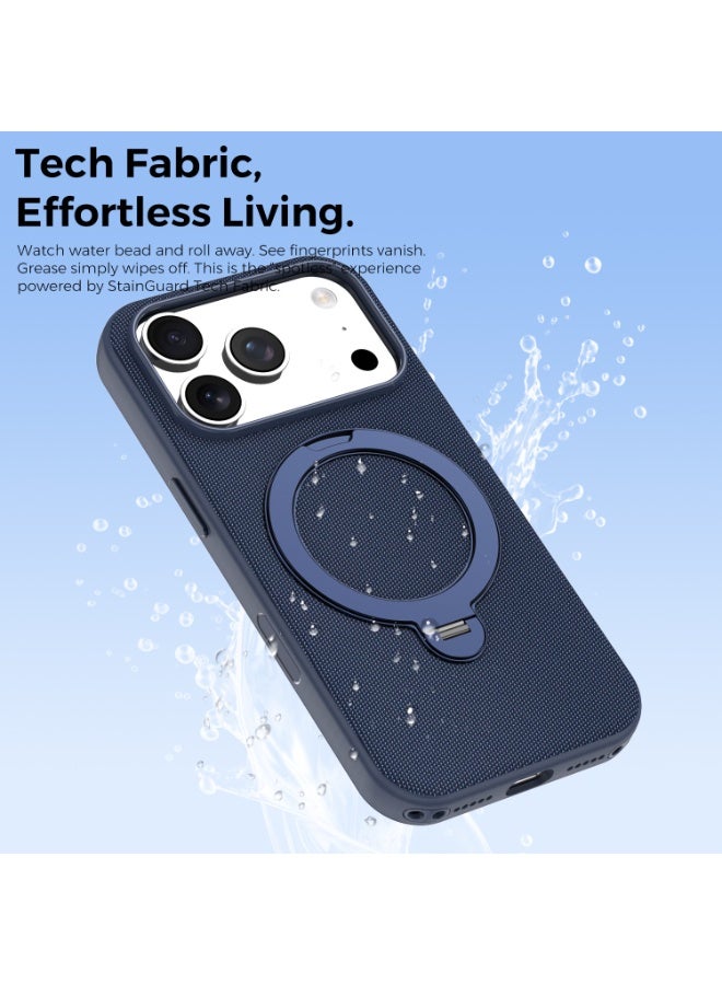 Tech Fabric 360° Rotating Ring Stand Magnetic Phone Case for iPhone 17 Pro Max / 17 Pro, Woven Drop-Proof Protective Cover - Image 4