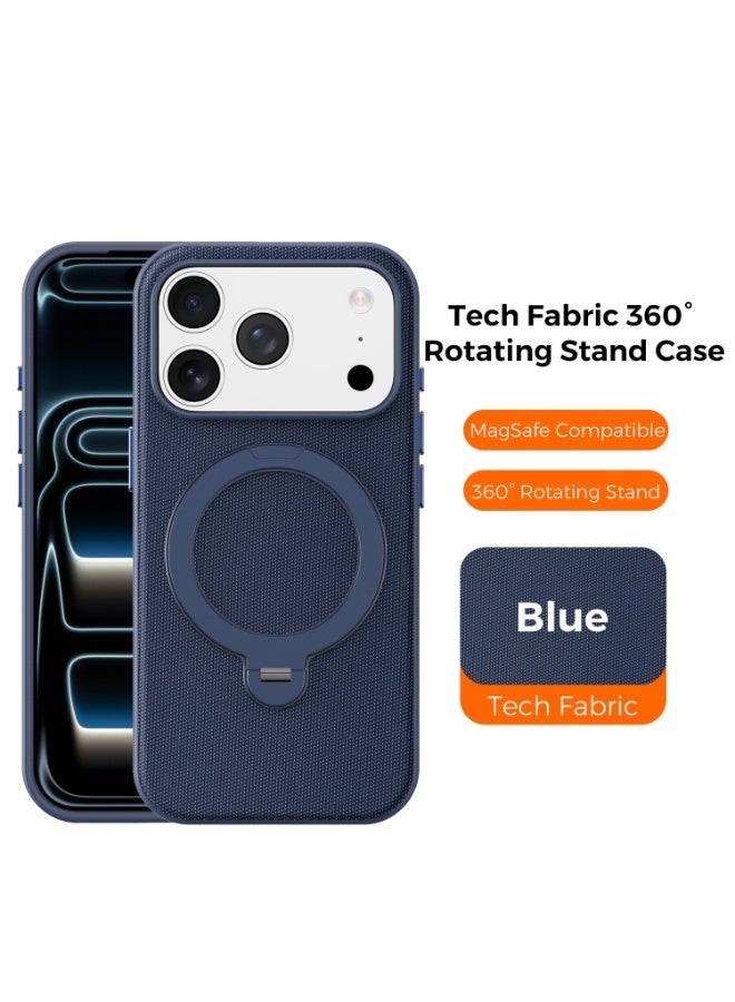 Tech Fabric 360° Rotating Ring Stand Magnetic Phone Case for iPhone 17 Pro Max / 17 Pro, Woven Drop-Proof Protective Cover - Image 1