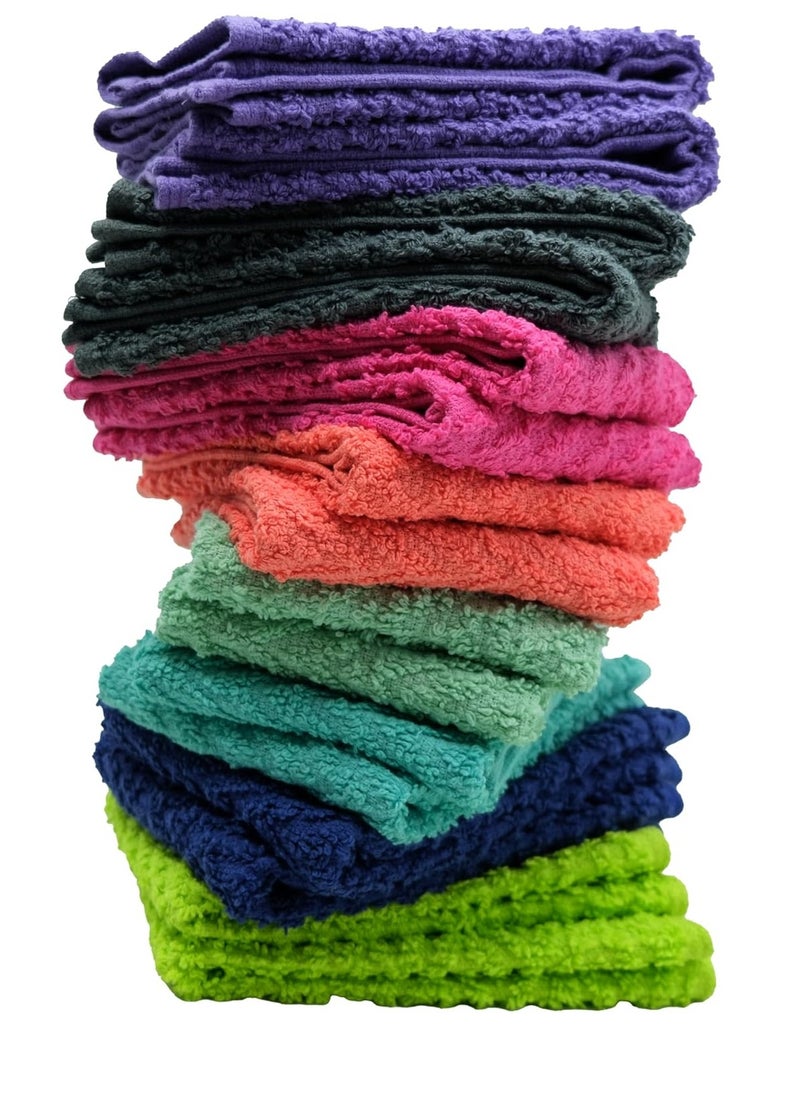 ZUPERIA - ZUPERIA Zigzag Multicolor Wash Cloths -16 Pack -12" x 12"- Highly Absorbent Soft Washcloths for Face, Gym Towels, Hotel Spa Quality, Reusable & Multipurpose Wash Cloth Towels - Image 1
