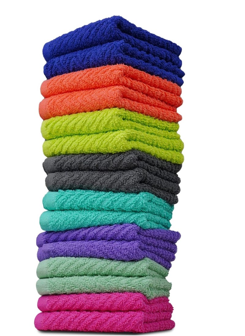 ZUPERIA - ZUPERIA Zigzag Multicolor Wash Cloths -16 Pack -12" x 12"- Highly Absorbent Soft Washcloths for Face, Gym Towels, Hotel Spa Quality, Reusable & Multipurpose Wash Cloth Towels - Image 1