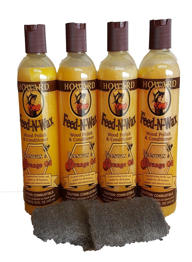 Howard Feed N Wax 16 oz x 4 Bottles, Beeswax Furniture Polish Great For Dry and Damaged Wood, Restore Kitchen Cabinets, Restore Antiques and Wood Paneling - Image 1