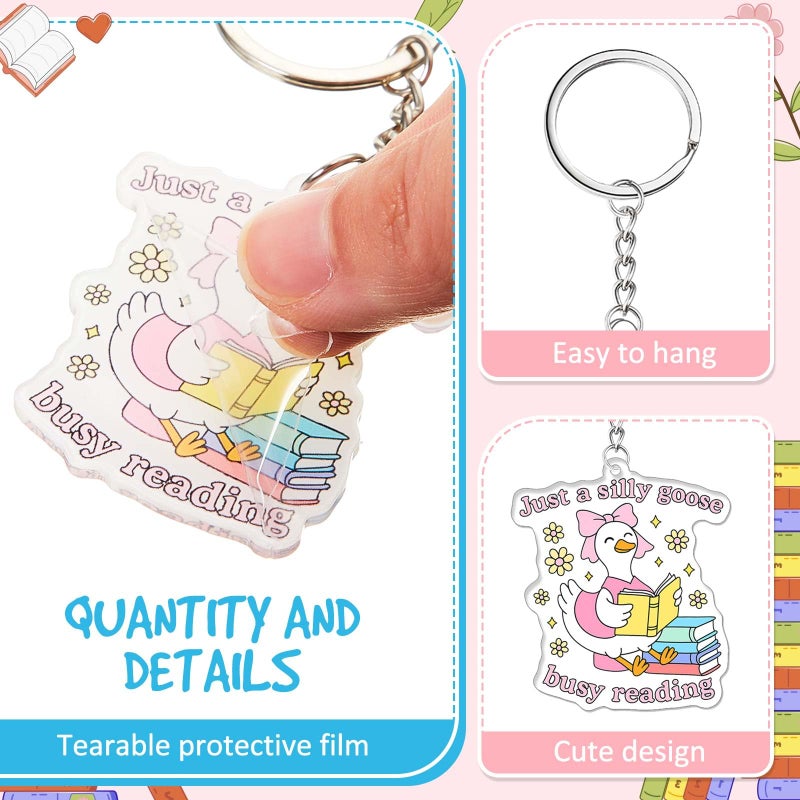 Equsion 24 Pcs Book Lovers Gifts Valentine Funny Book Keychain Bookish Party Favor Accessories, Xmas Birthday Gifts for Women (Cute) - Image 3