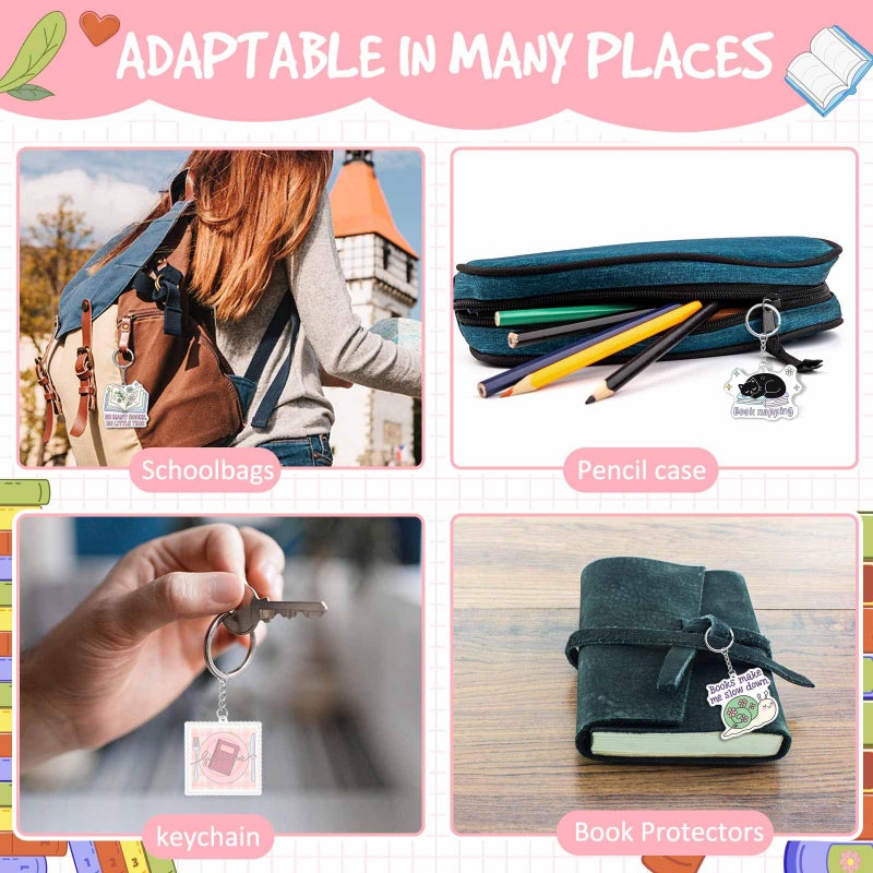 Equsion 24 Pcs Book Lovers Gifts Valentine Funny Book Keychain Bookish Party Favor Accessories, Xmas Birthday Gifts for Women (Cute) - Image 4