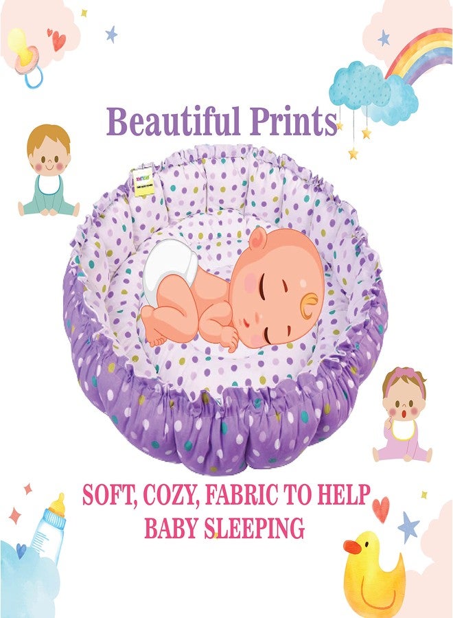 Kwitchy Baby Bed New Born Baby Reversible | Bedding Set | Carry | Cotton | Infants | Products All | Gift | Essentials (0-6 Months) (Purple Mixmatch) - Image 2