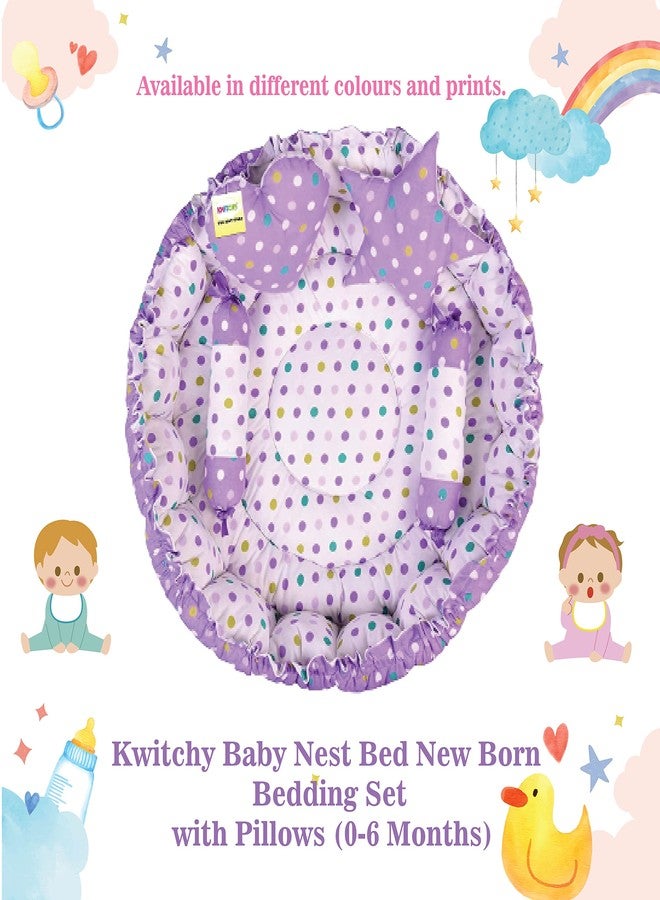 Kwitchy Baby Bed New Born Baby Reversible | Bedding Set | Carry | Cotton | Infants | Products All | Gift | Essentials (0-6 Months) (Purple Mixmatch) - Image 3