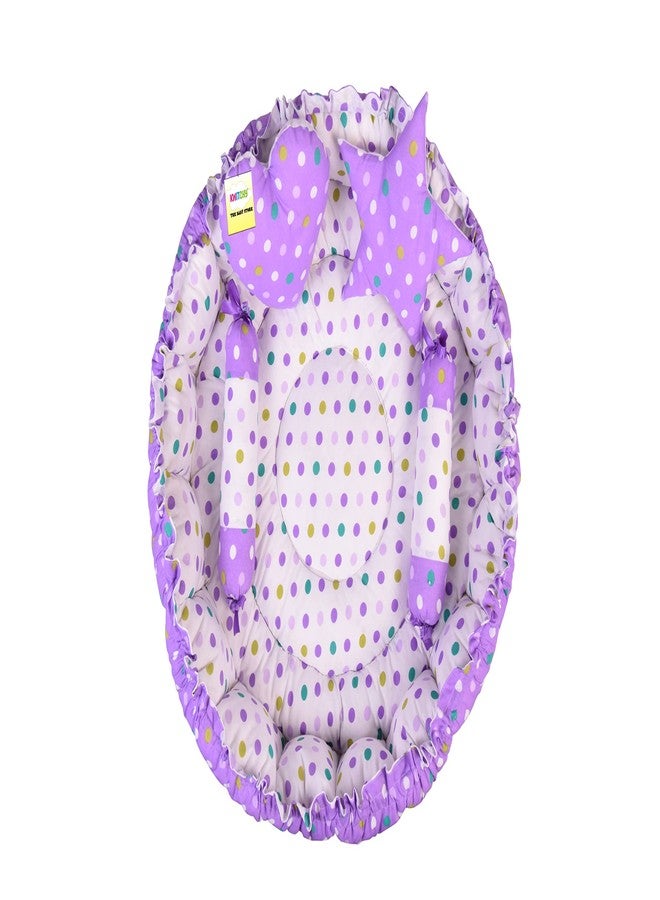 Kwitchy Baby Bed New Born Baby Reversible | Bedding Set | Carry | Cotton | Infants | Products All | Gift | Essentials (0-6 Months) (Purple Mixmatch) - Image 1