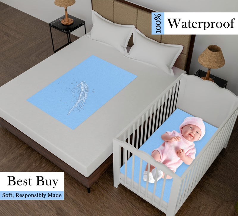Daksh Baby Dry Sheet/Waterproof Sheet/Baby Sleeping Mat/Bed Protector/Quick Drying/Absorbent Dry Sheet (Large 40"x55"Inch)-Sky Blue - Image 2