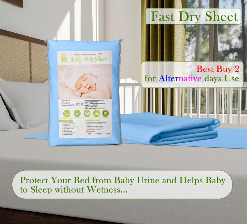 Daksh Baby Dry Sheet/Waterproof Sheet/Baby Sleeping Mat/Bed Protector/Quick Drying/Absorbent Dry Sheet (Large 40"x55"Inch)-Sky Blue - Image 5