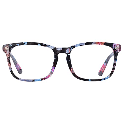 EYLRIM Square Frame Clear Lens Glasses Non Prescription Eyeglasses(A6 Floral) - Image 2