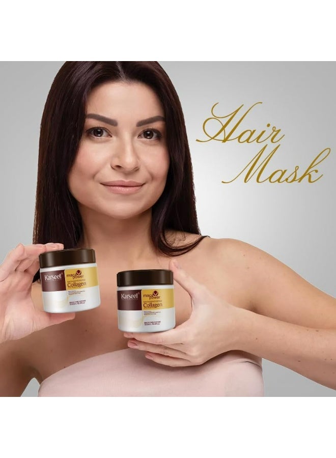 Karseell Collagen Hair Treatment Deep Repair Conditioning Argan Oil Collagen Hair Mask Essence for Dry Damaged Hair All Hair Types 500ml - Image 3