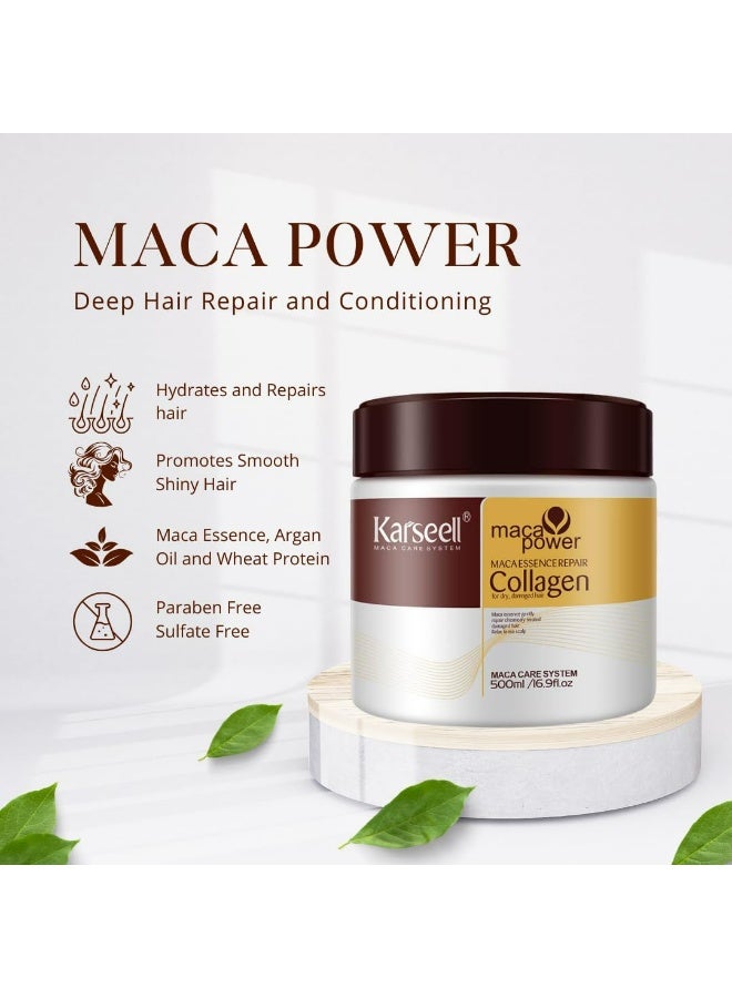 Karseell Collagen Hair Treatment Deep Repair Conditioning Argan Oil Collagen Hair Mask Essence for Dry Damaged Hair All Hair Types 500ml - Image 4