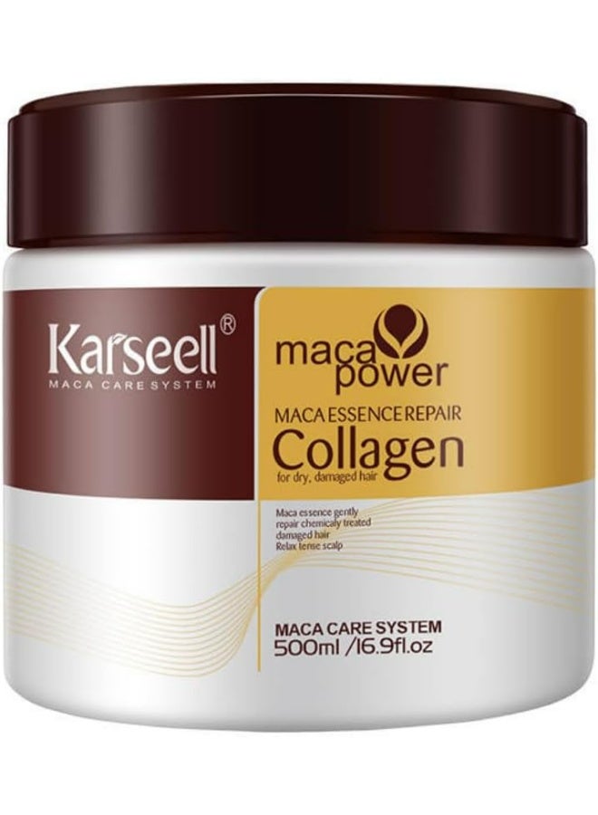 Karseell Collagen Hair Treatment Deep Repair Conditioning Argan Oil Collagen Hair Mask Essence for Dry Damaged Hair All Hair Types 500ml - Image 2