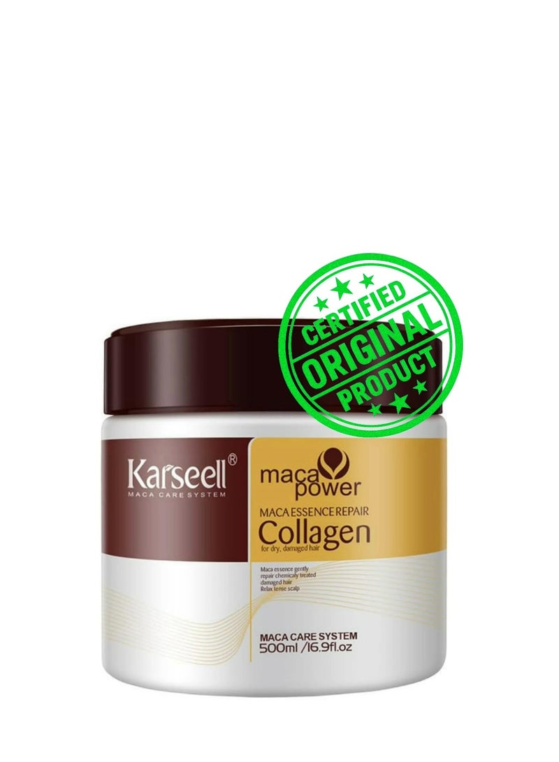 Karseell Collagen Hair Treatment Deep Repair Conditioning Argan Oil Collagen Hair Mask Essence for Dry Damaged Hair All Hair Types 500ml - Image 1