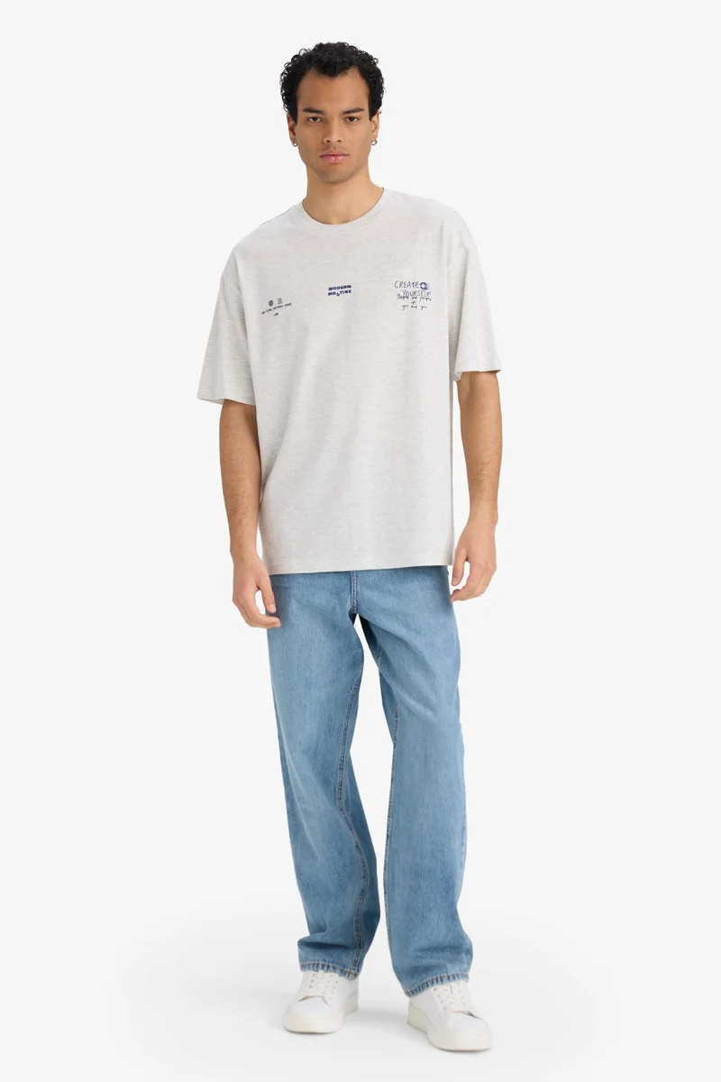 DeFacto Cotton Boxy Fit Printed T-Shirt