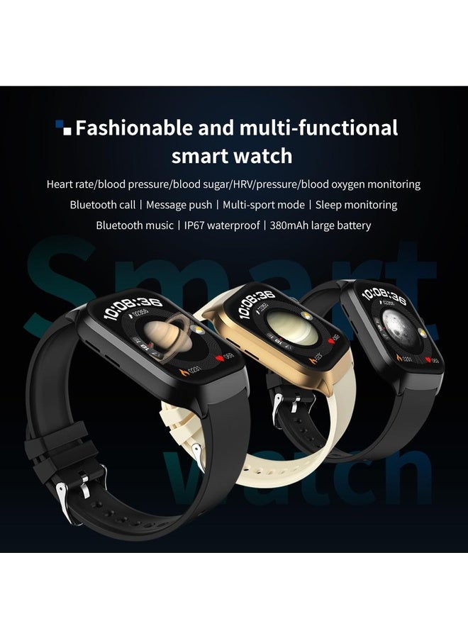 HuHa 2.01 inch Silicone Strap Bluetooth Call Smart Watch Support Heart Rate Monitoring / Non-invasive Blood Sugar(Black) - Image 4