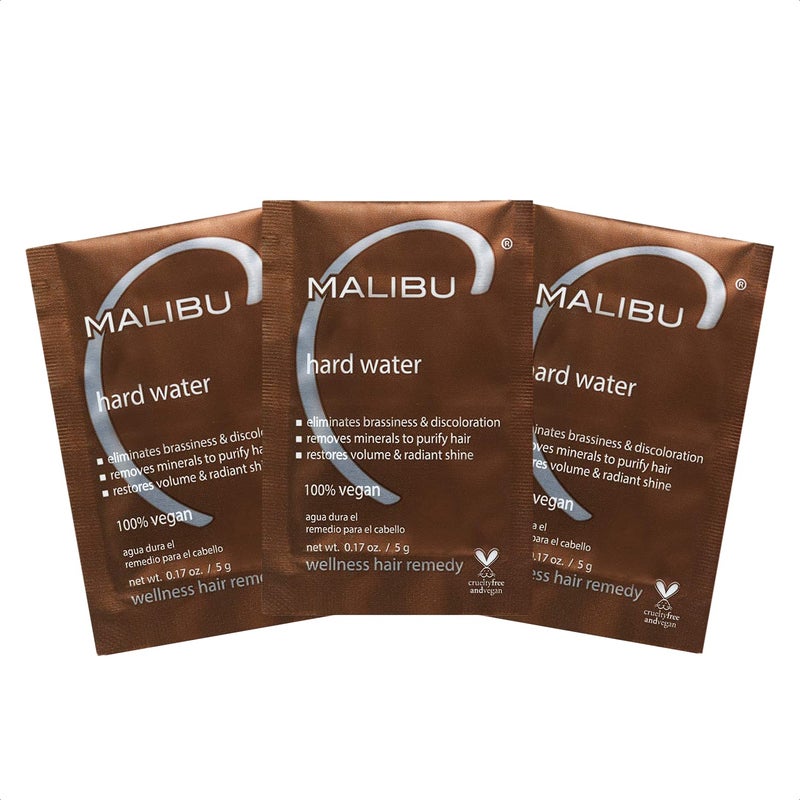 Malibu C علاج مالibu C لمياه الصنبور الصعبة - يزيل الرواسب والشوائب - يحتوي على فيتامين C لنتائج لامعة وحيوية - علاج مياه صعبة (3 عبوات) - Image 1