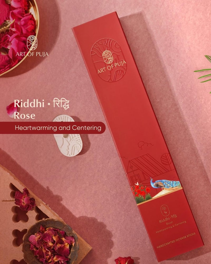 ART OF PUJA Rose (Gulab) Handcrafted Incense- 30 Agarbatti Stick | 1 Hr Burning Time, 2+ Hr Fragrance Retention | Sweet Rose Aroma, Low Smoke | Free Agarbatti Holder | Incense Sticks for Home - Image 2